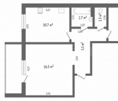 2-комн, 49кв м, этаж 7/7 ул Пражская, 51/2