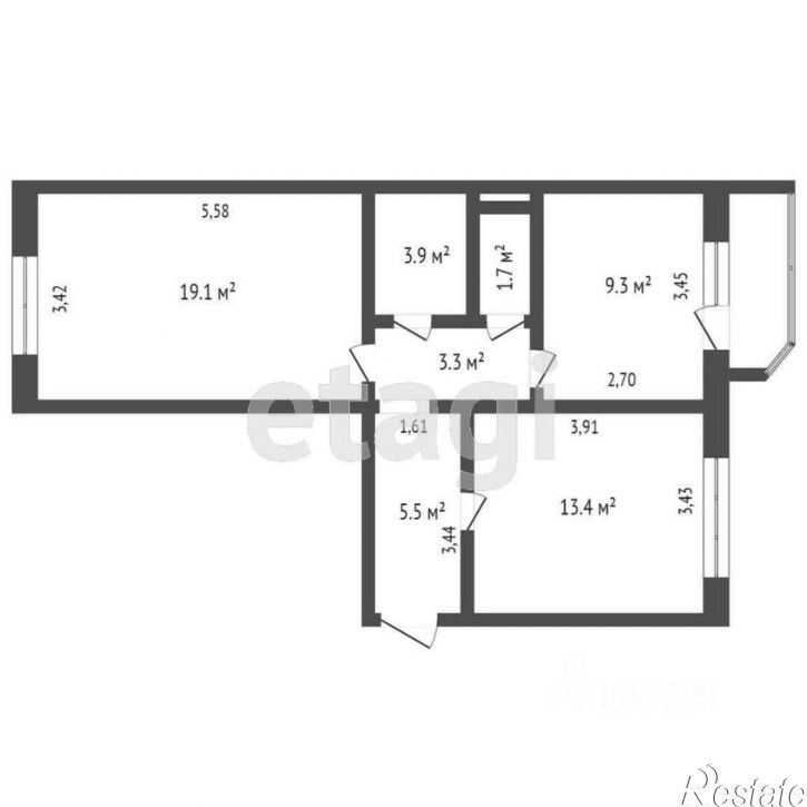 2-комн квартира ул Пермякова, 70 1,  д. 70 1,  к. 1