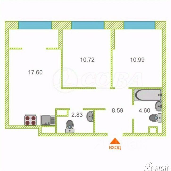 2-комн квартира улица Первооткрывателей, 10,  д. 10