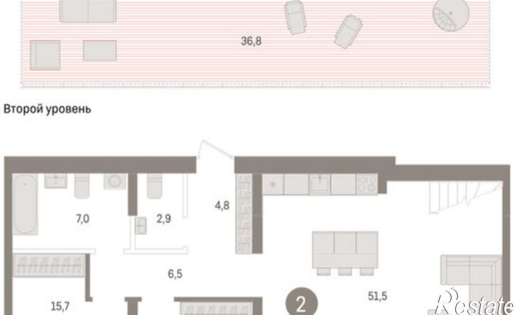 2-комн квартира в новом доме ЖК Речной Порт