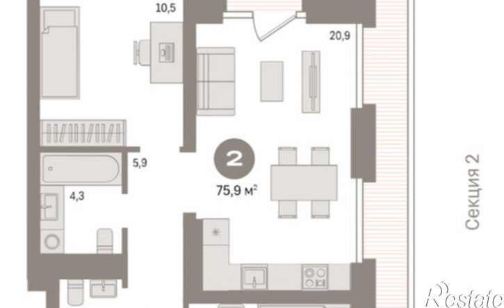 3-комн квартира Причальная улица, 9