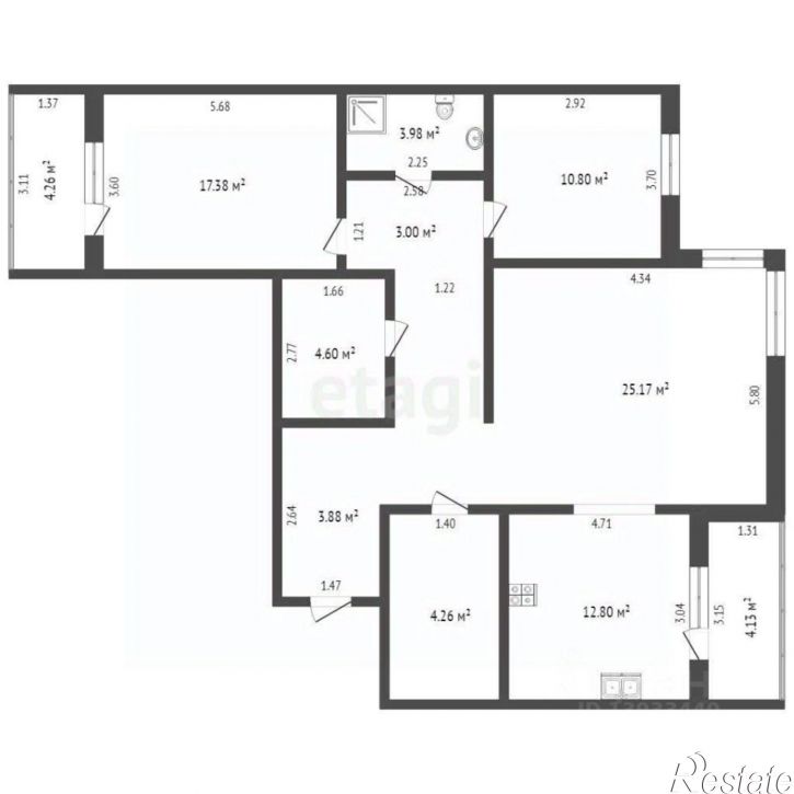 3-комн квартира ул Федюнинского, 30/3,  д. 30/3
