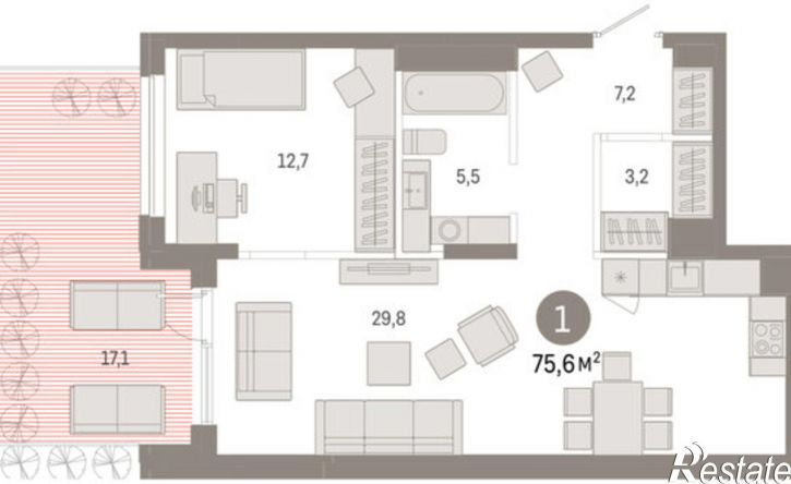 1-комн квартира улица Республики, 205 к1,  д. 205 к1