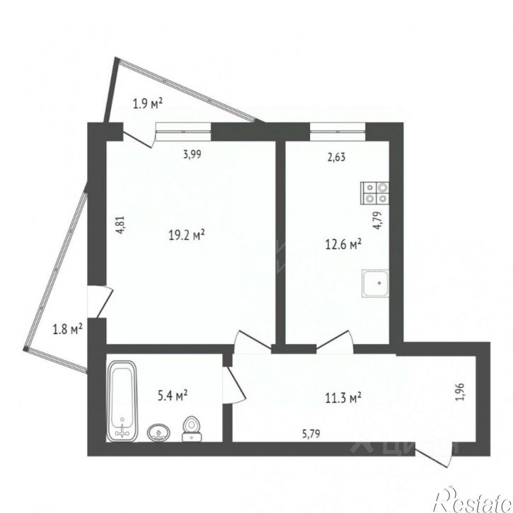 1-комн квартира улица Клары Цеткин, 61 к2,  д. 61 к2