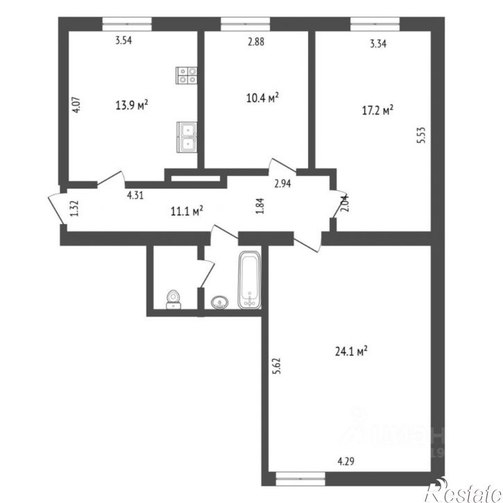 3-комн квартира улица Малышева, 24,  д. 24