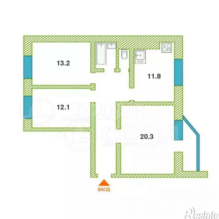 3-комн квартира улица Николая Ростовцева, 20,  д. 20