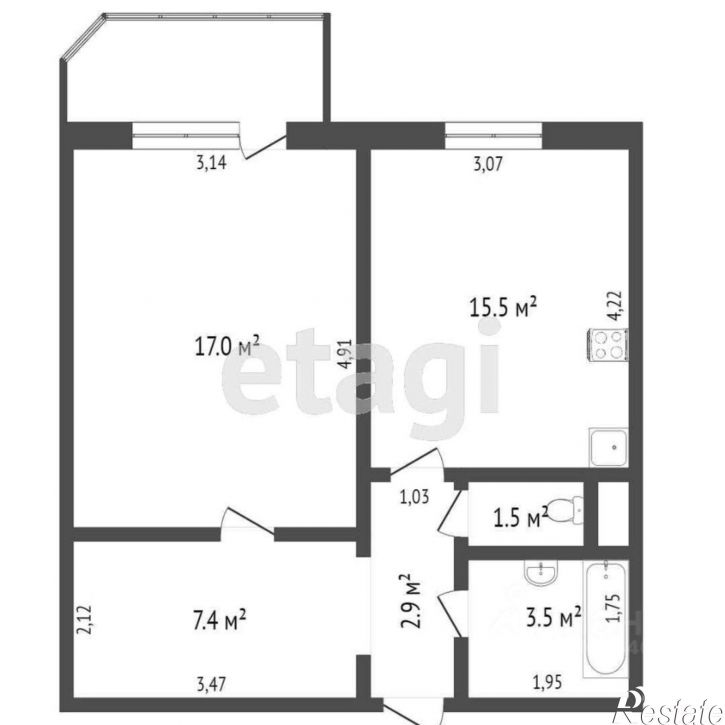 1-комн квартира улица Пермякова, 84/1,  д. 84/1