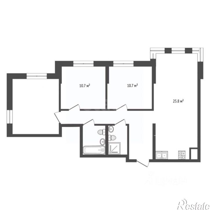3-комн квартира в новом доме улица Эльвиры Федоровой, 1,  д. 1