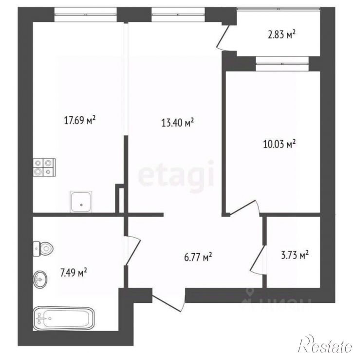 2-комн квартира в новом доме ул Василия Севергина, 2 3,  д. 2 3,  к. 3