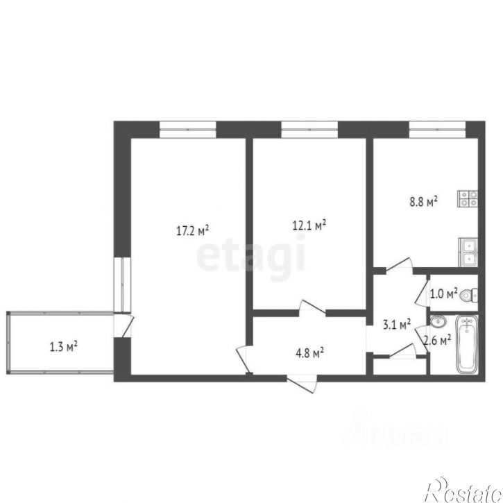2-комн квартира улица Домостроителей, 12,  д. 12