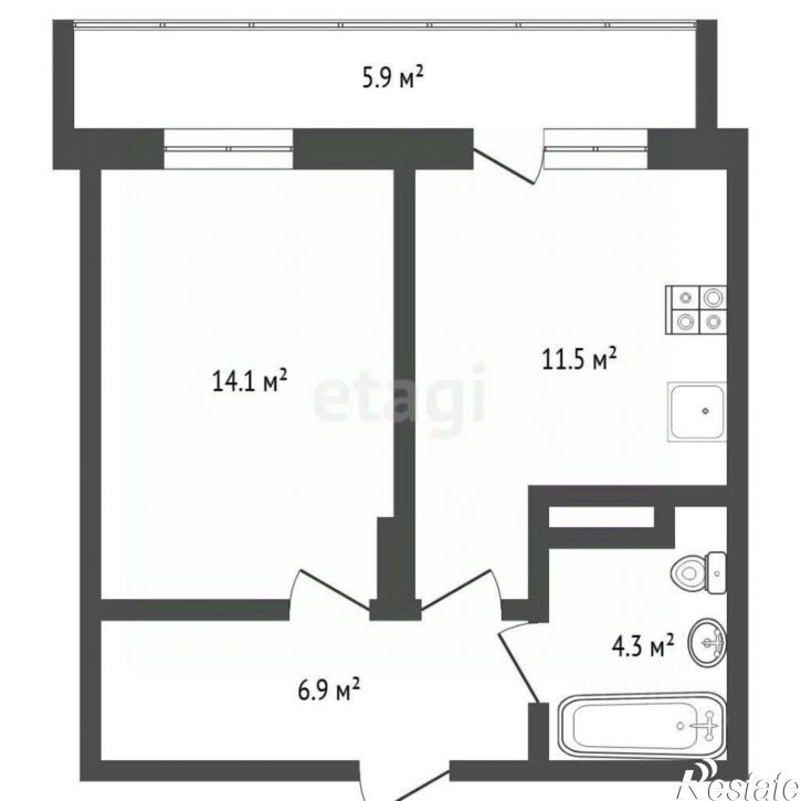1-комн квартира улица Андрея Бушуева, 2,  д. 2