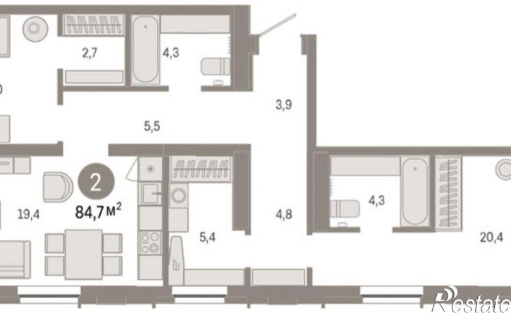 3-комн квартира улица Республики, 205 к2,  д. 205 к2