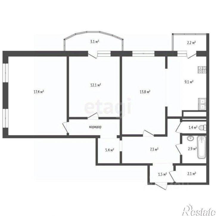 3-комн квартира ул Героев космоса, 9,  д. 9