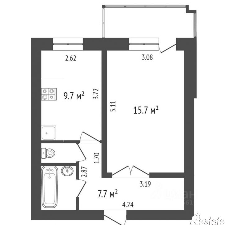1-комн квартира ул Валерии Гнаровской, 10 1,  д. 10 1,  к. 1