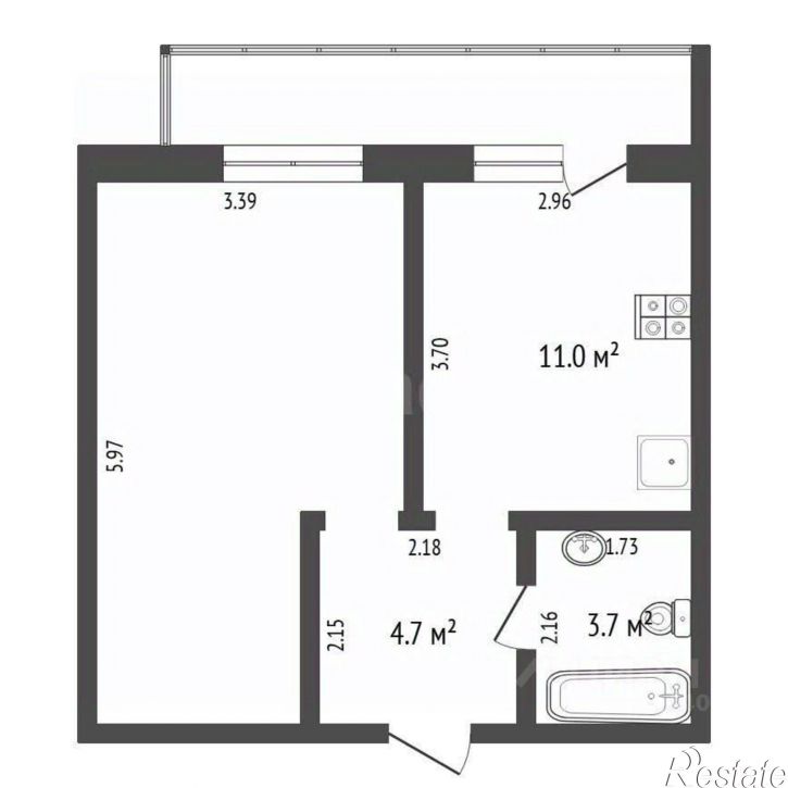 1-комн квартира улица Дмитрия Менделеева, 2,  д. 2
