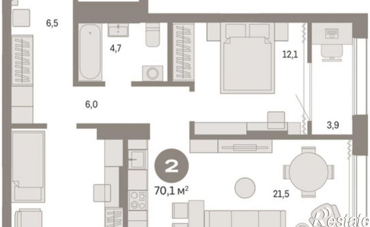 3-комн квартира Краснооктябрьская улица, 4