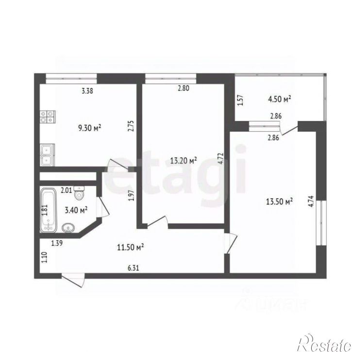 2-комн квартира ул Дамбовская, 25 1,  д. 25 1,  к. 1