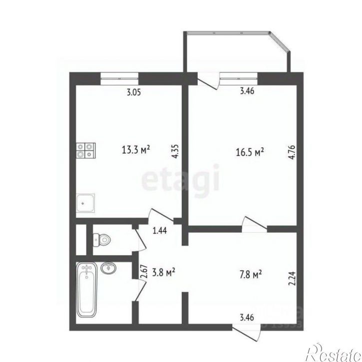 1-комн квартира ул Широтная, 104 3,  д. 104 3,  к. 3