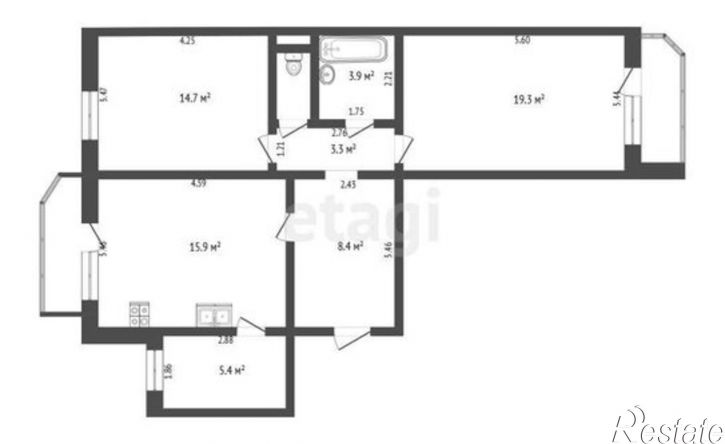 2-комн квартира ул Пермякова, 76 3,  д. 76 3,  к. 3