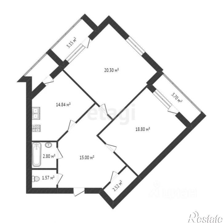 2-комн квартира ул Валерии Гнаровской, 12 7,  д. 12 7,  к. 7
