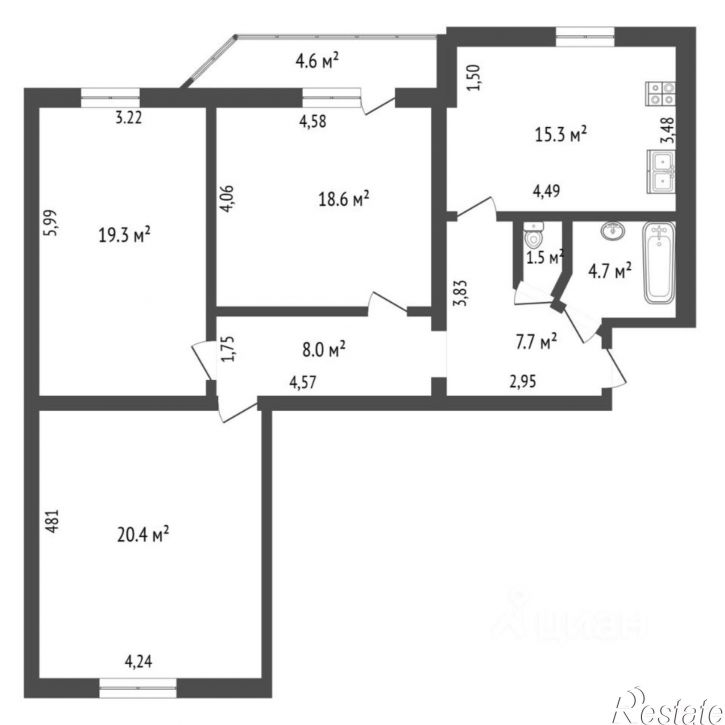3-комн квартира улица Карла Маркса, 8,  д. 8