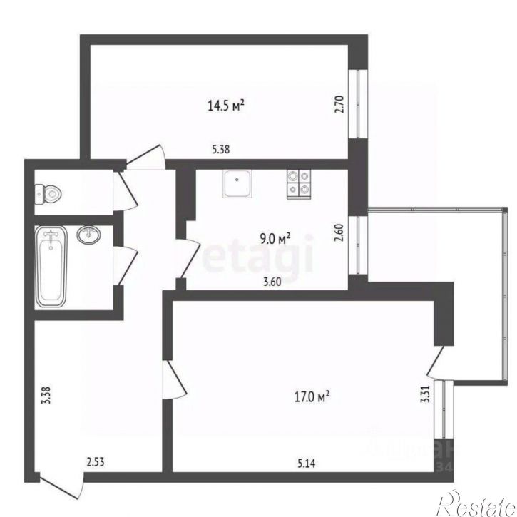 2-комн квартира улица Николая Чаплина, 125,  д. 125