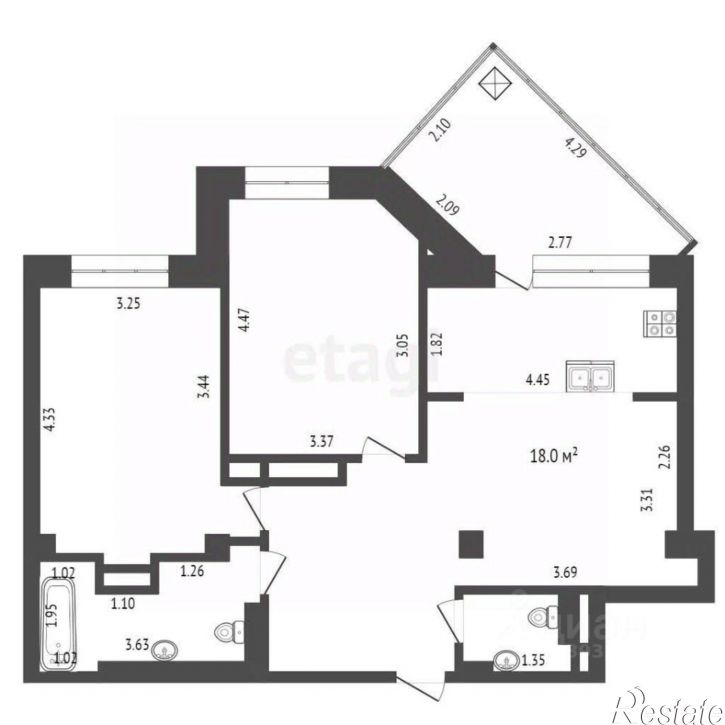 2-комн квартира улица Пржевальского, 33 к1,  д. 33 к1