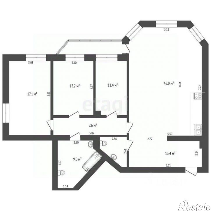 3-комн квартира улица Герцена, 84/2,  д. 84/2