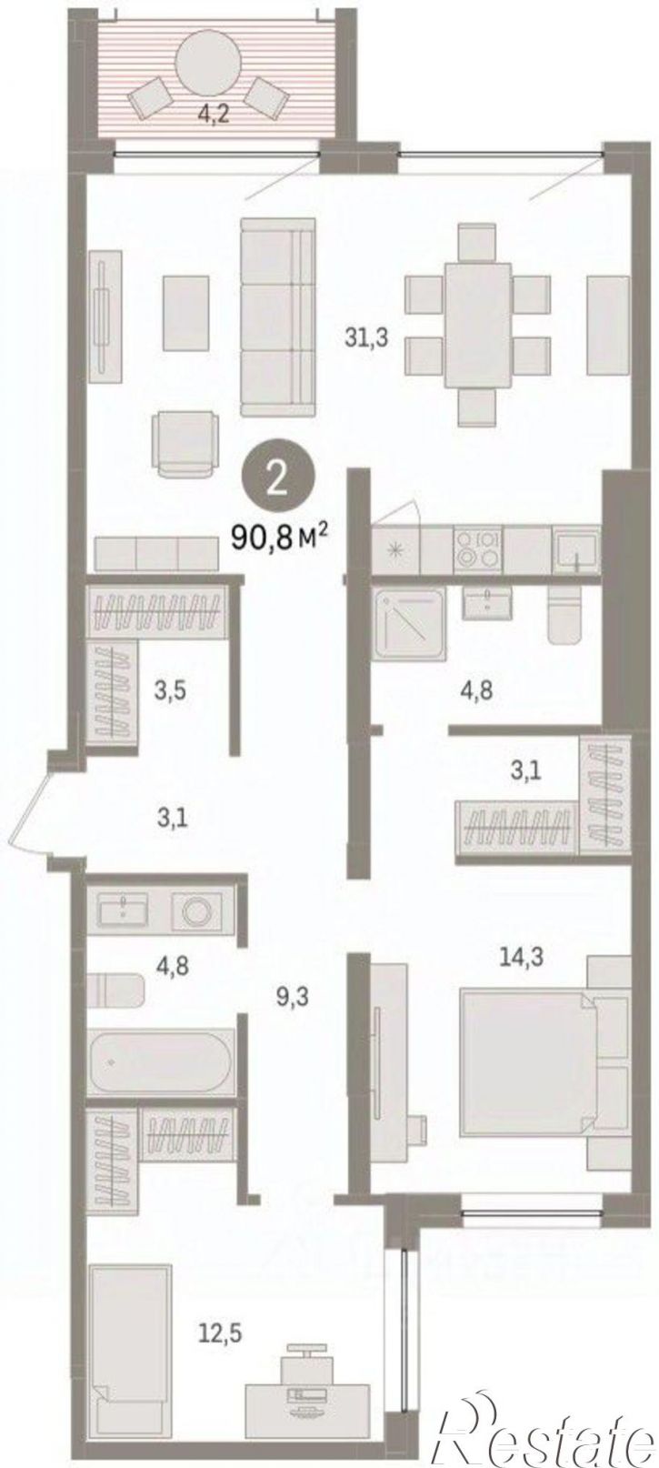 3-комн квартира в новом доме ул Урайская, 59,  д. 59