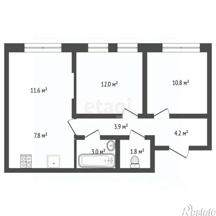 2-комн квартира ул Юрия Рогачева, 11 2,  д. 11 2,  к. 2