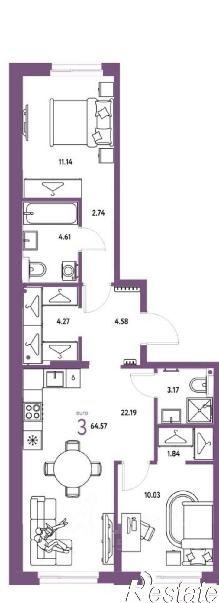 3-комн квартира в новом доме ул Тарманская, 34,  д. 34