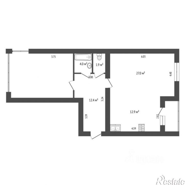 2-комн квартира ул Циолковского, 7 2,  д. 7 2,  к. 2