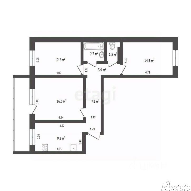 3-комн квартира ул Уральская, 53 5,  д. 53 5,  к. 5
