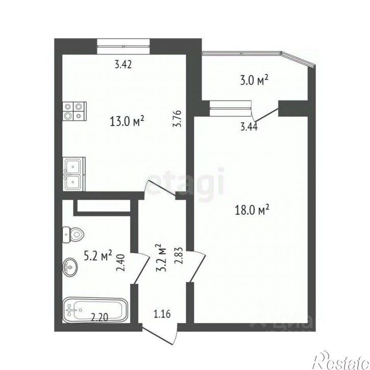 1-комн квартира ул Монтажников, 38,  д. 38