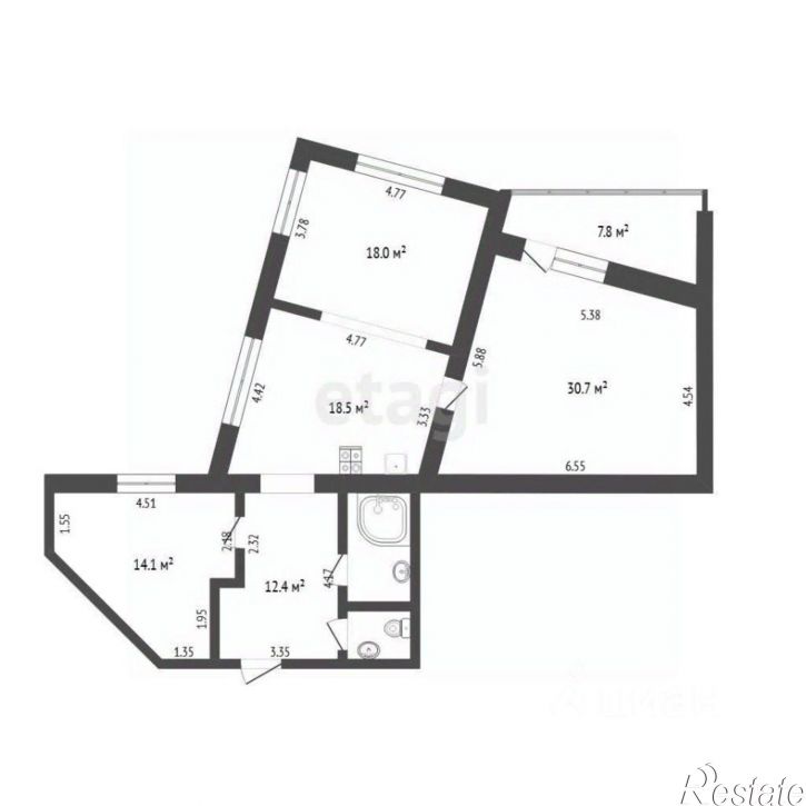 3-комн квартира ул Станислава Карнацевича, 12,  д. 12