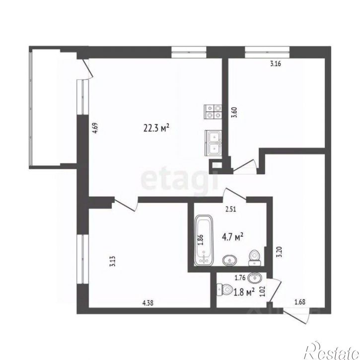 2-комн квартира ул Парада Победы, 17,  д. 17