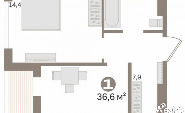 1-комн квартира ул 50 лет Октября, 57а,  д. 57а