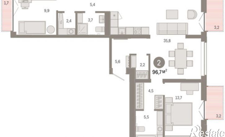 2-комн квартира ул Республики, 205 19,  д. 205 19,  к. 19
