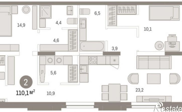 2-комн квартира ул Республики, 205 19,  д. 205 19,  к. 19