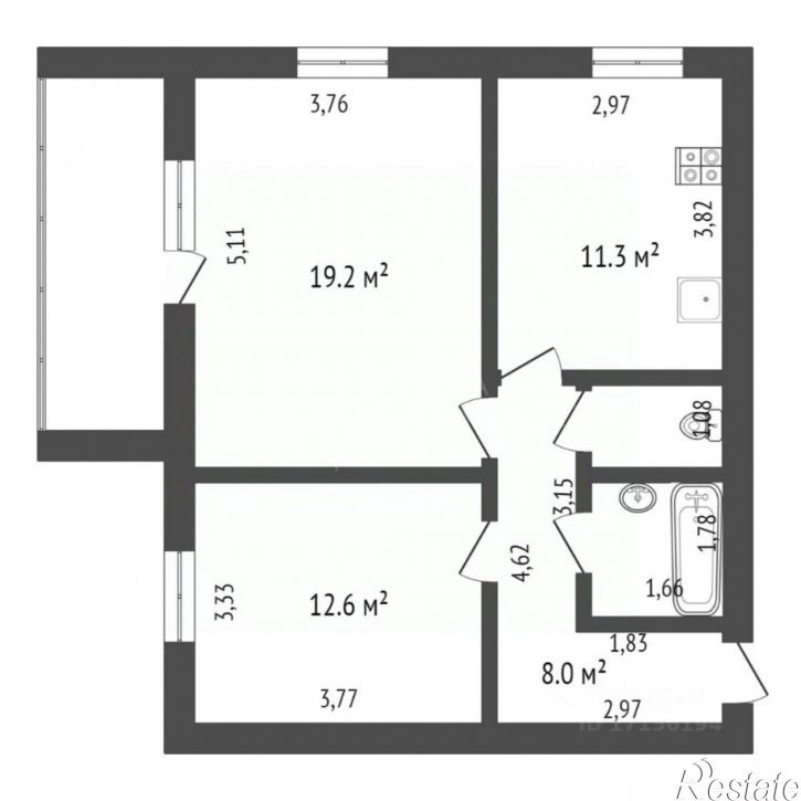 2-комн квартира ул Евгения Богдановича, 8 1,  д. 8 1,  к. 1