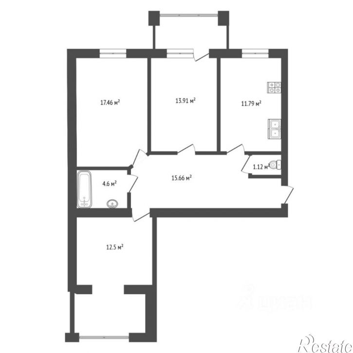 3-комн квартира ул Циолковского, 9,  д. 9