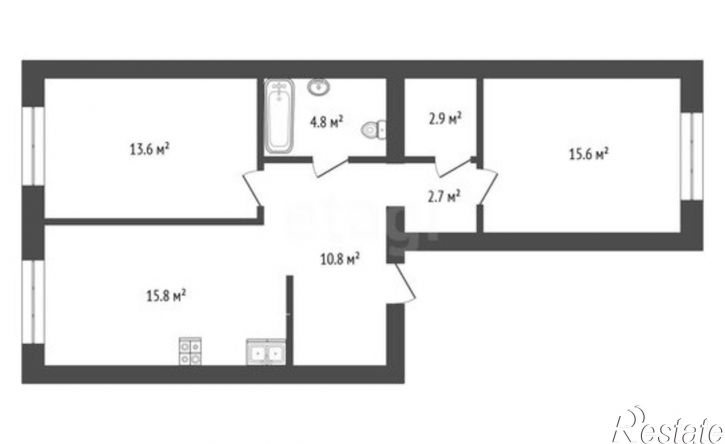 2-комн квартира ул Республики, 204 12,  д. 204 12,  к. 12