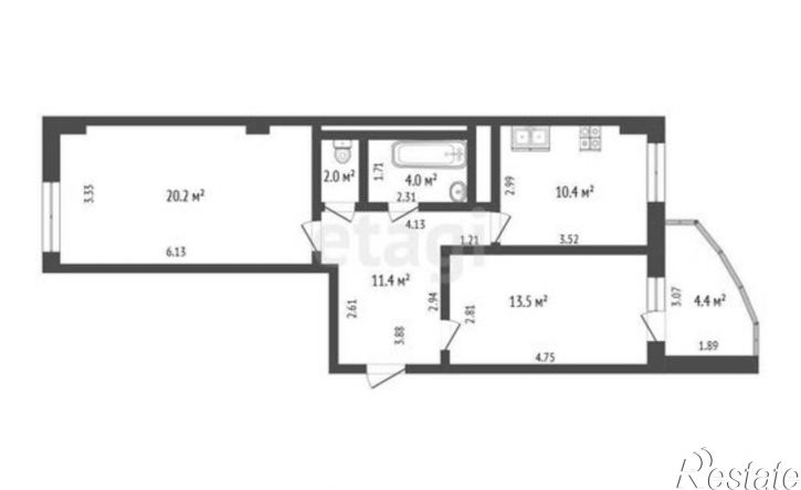 2-комн квартира ул Прокопия Артамонова, 6/1,  д. 6/1