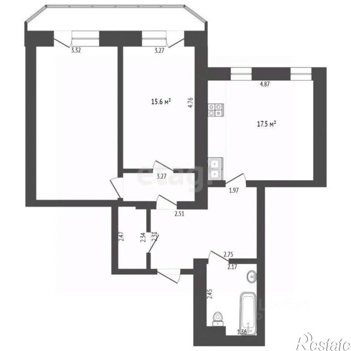 2-комн квартира ул Флотская, 32,  д. 32