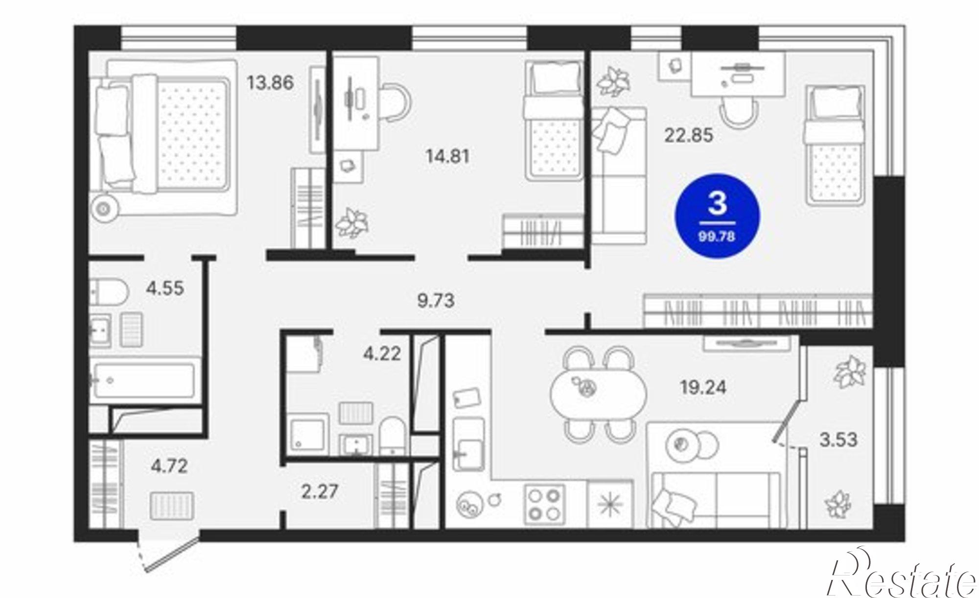 Купить квартиру за 14 468 100 рублей на Корабельный пр-д, 14