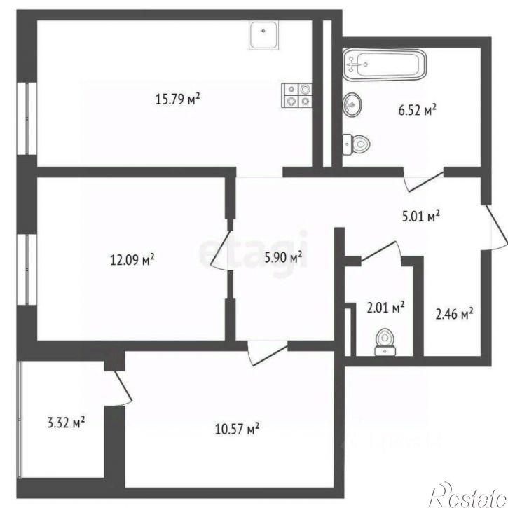 2-комн квартира ул Краснооктябрьская, 10,  д. 10