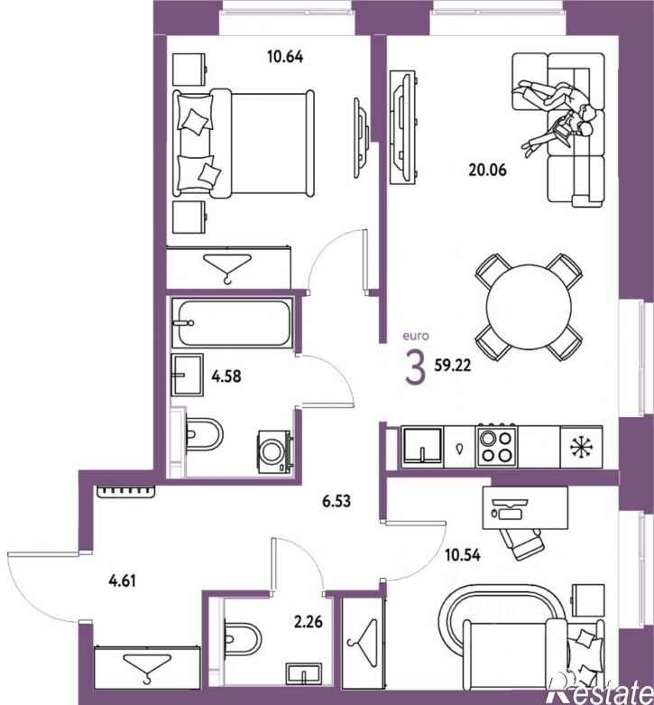 3-комн квартира в новом доме ул Тарманская, 34,  д. 34