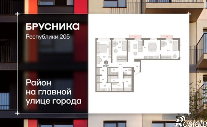 3-комн квартира ул Республики, 205 19,  д. 205 19,  к. 19