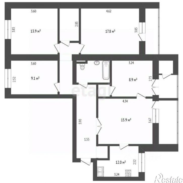 5-комн квартира ул Николая Чаплина, 123,  д. 123