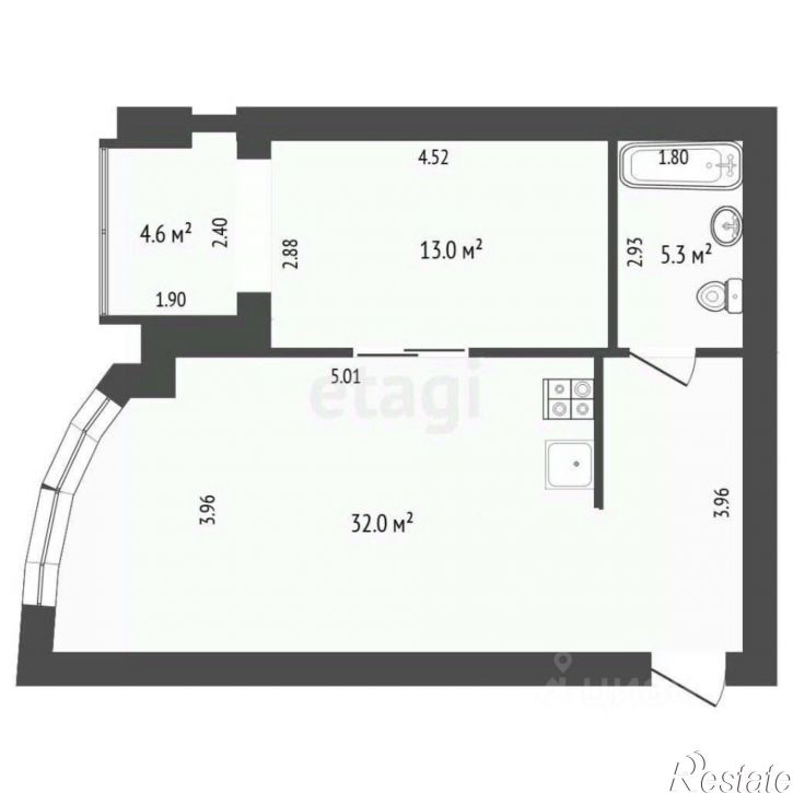 1-комн квартира ул Индустриальная, 34,  д. 34